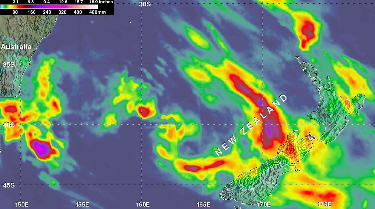 Rainfall from tropical cyclones Cook and Debbie