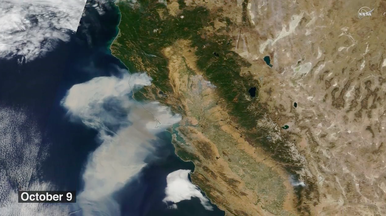 California wildfires seen from space