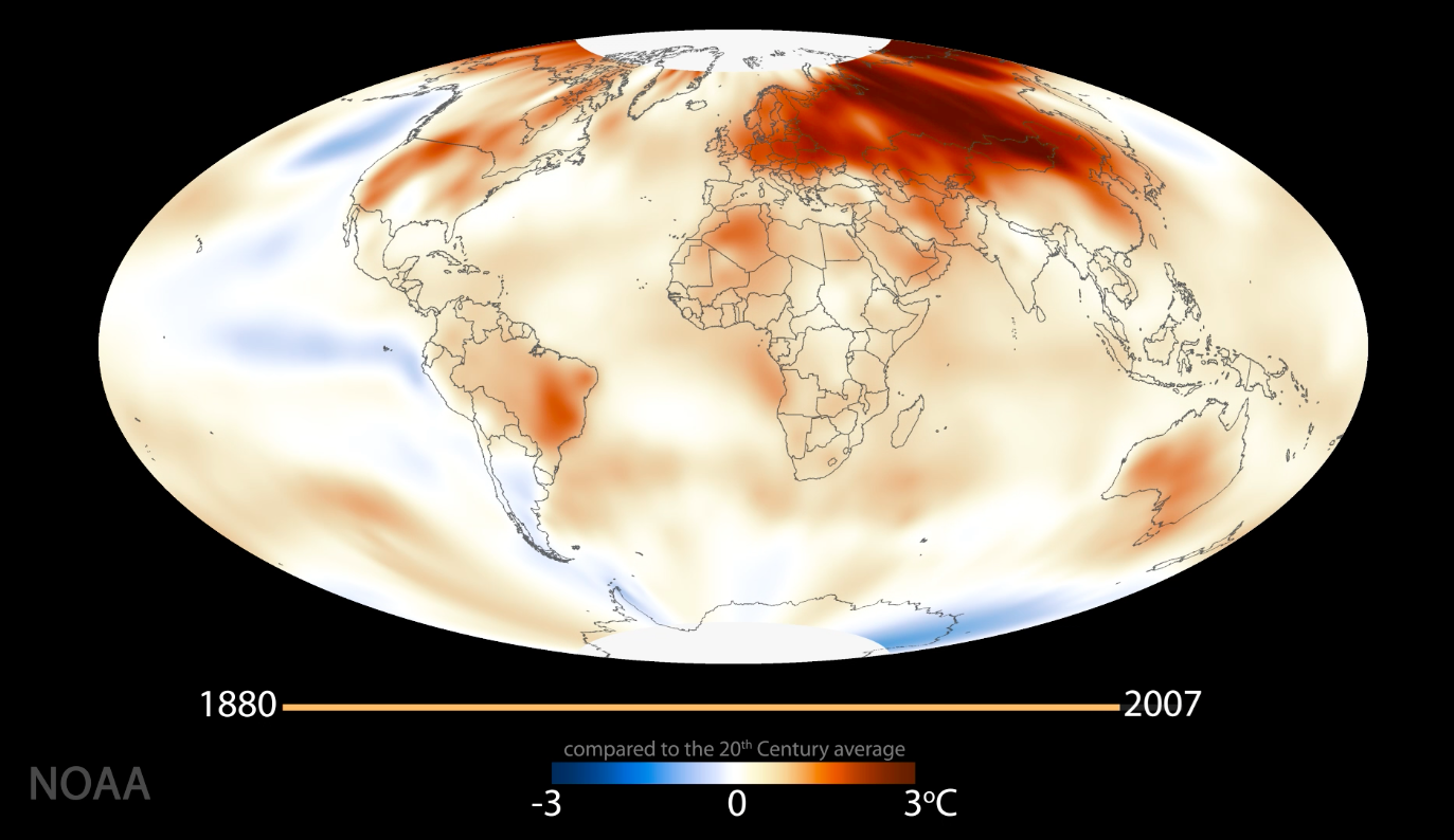 Annual temperatures for every year since 1880