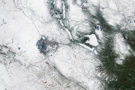The snowy landscape of Kiruna, Sweden