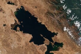 Lake Titicaca in the Andes Mountains