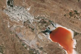 Maharloo Lake in southwest Iran