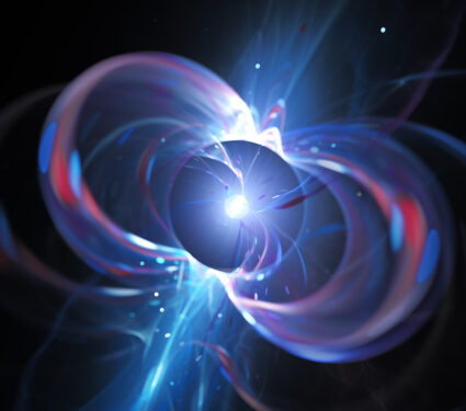 Blue,Glowing,Spinning,Neutron,Star,,Computer,Generated,Abstract,Background,,3d