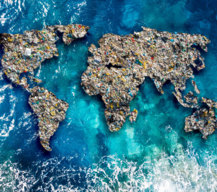 Continents,Earth,Are,Made,Up,Of,Garbage,,Surrounded,By,Ocean