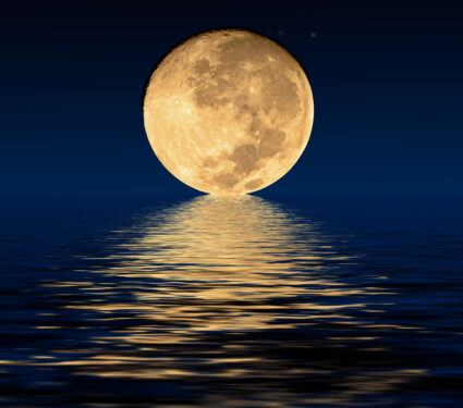 Planet,Moon,And,Shadows,In,The,Water.,Elements,Furnished,By