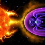 Digital,Illustration,Of,The,Earth's,Magnetosphere,Deflecting,Solar,Wind,And