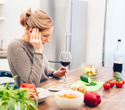 Drinking,Wine,Alone.,Sad,Mature,Woman,Being,Alone,At,Home