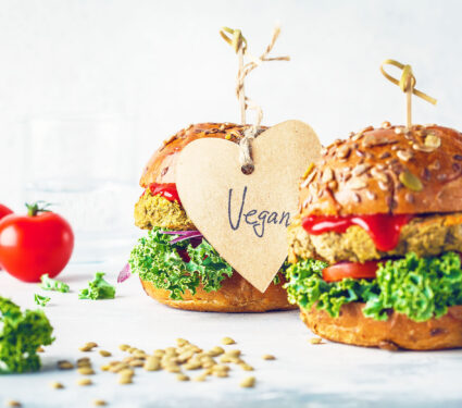 Vegan,Lentil,Burgers,With,Kale,And,Tomato,Sauce,On,A
