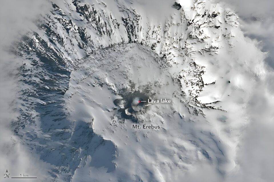 Mount Erebus breaks through the clouds