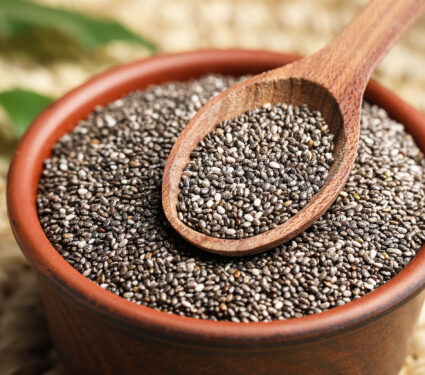 Bowl,And,Spoon,With,Chia,Seeds,,Closeup