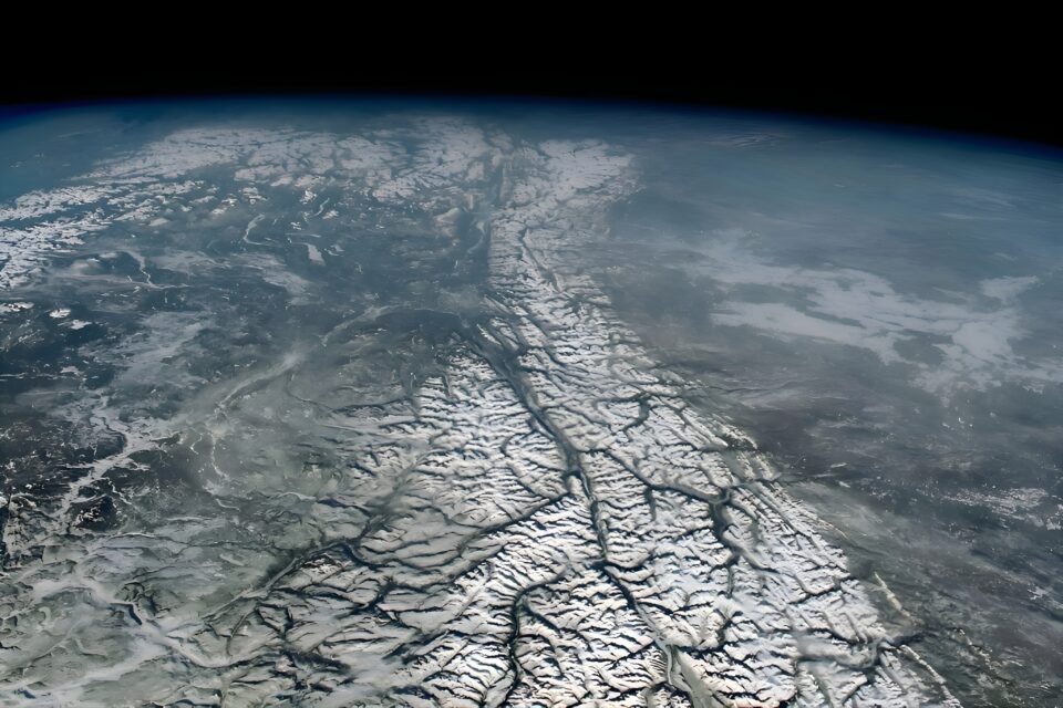 Astronaut's view of the Canadian Rockies 
