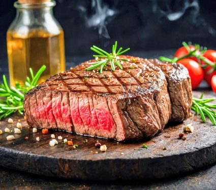 Close-up of a seared steak