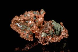 Macro,Stone,Metal,Metal,Copper,In,Rock,On,Black,Background