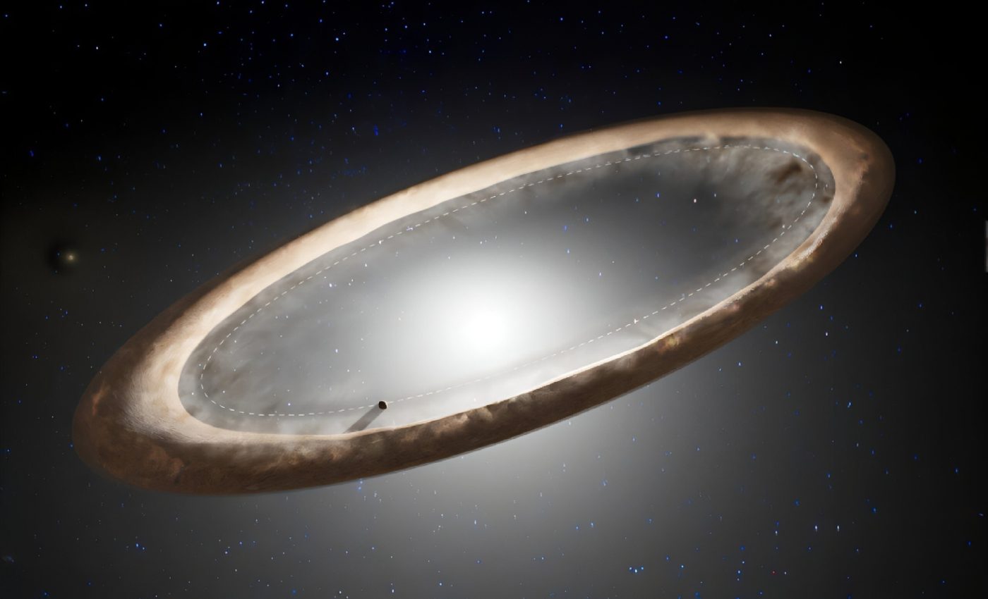 Star's warped ring may be shaped by a hidden planet