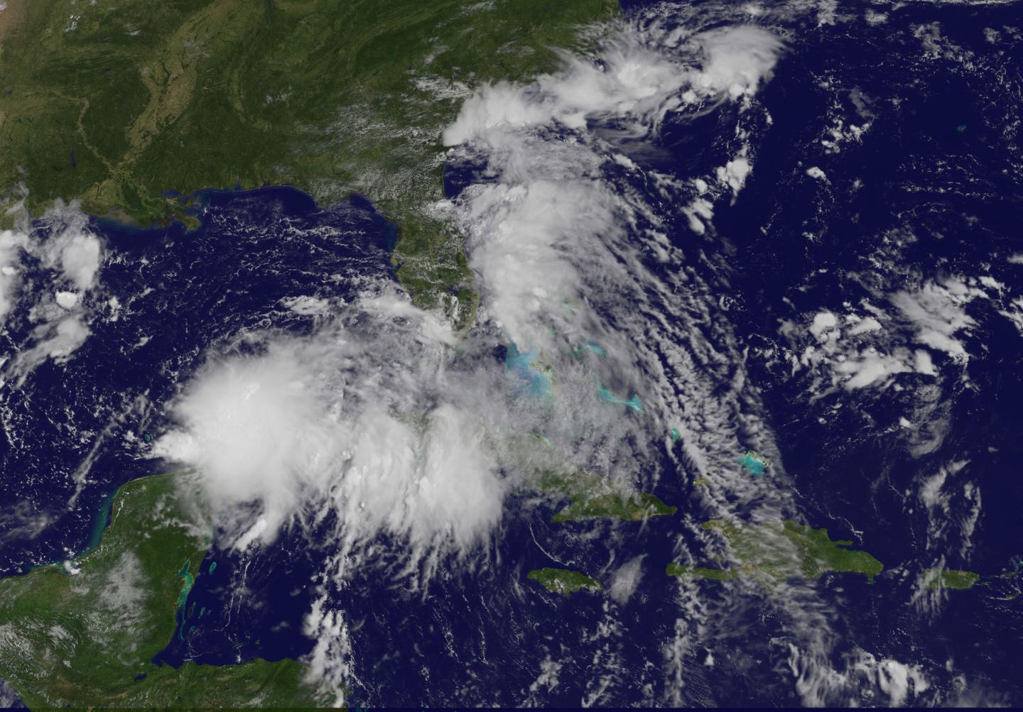 Tropical Depression 9 photographed in the Gulf of Mexico