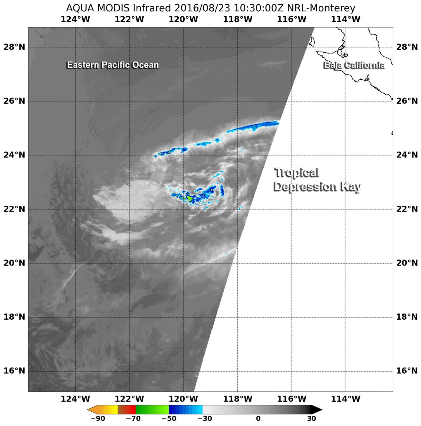 Tropical Depression Kay losing strength