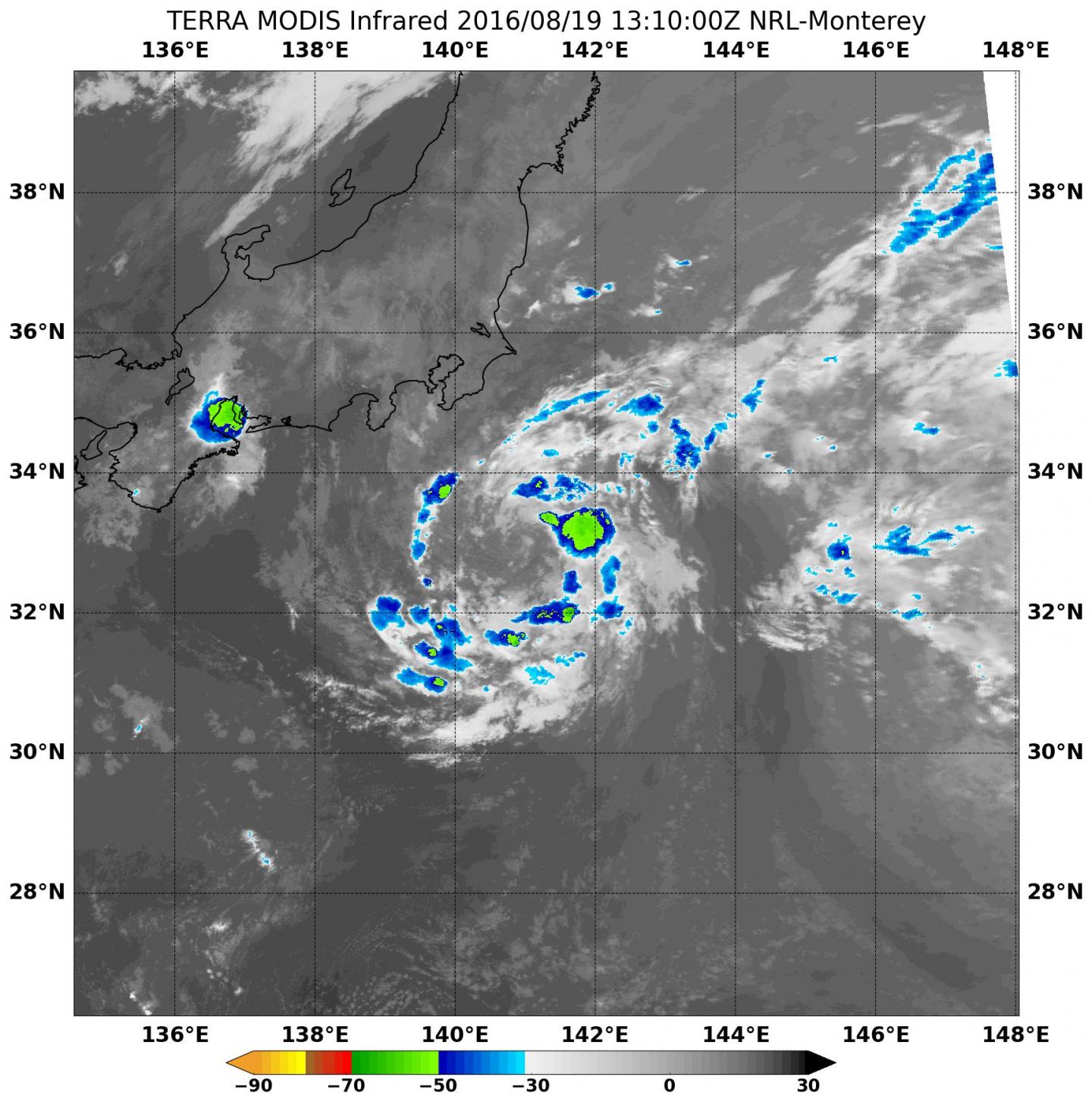 Tropical Storm Lionrock is moving south of Japan