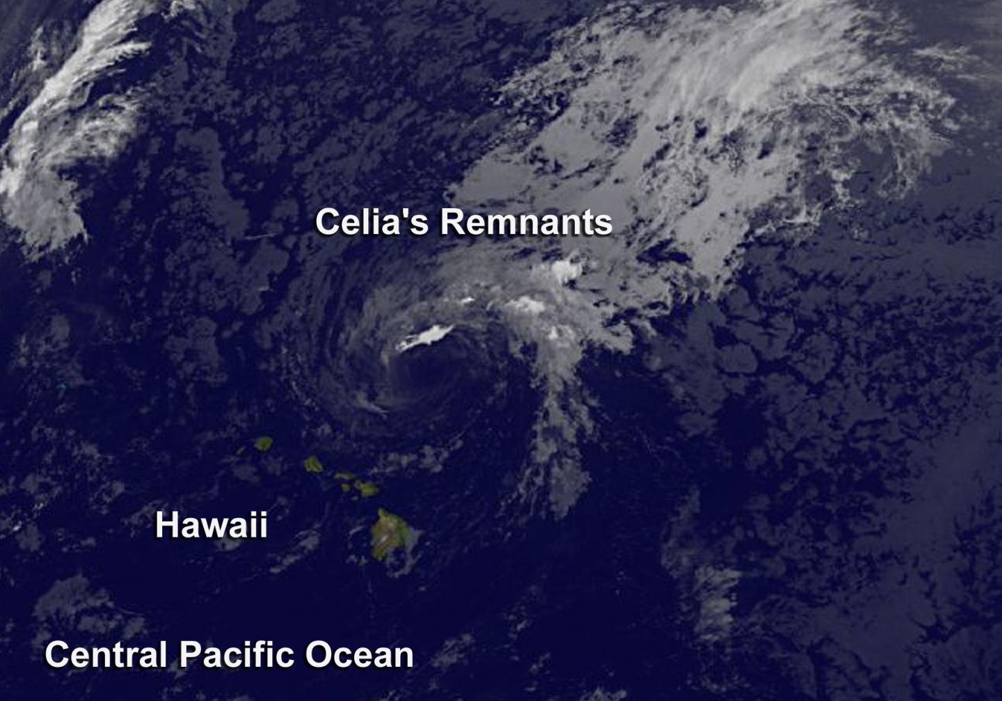 Satellite spots remnants of Ex-Tropical Cyclone Celia