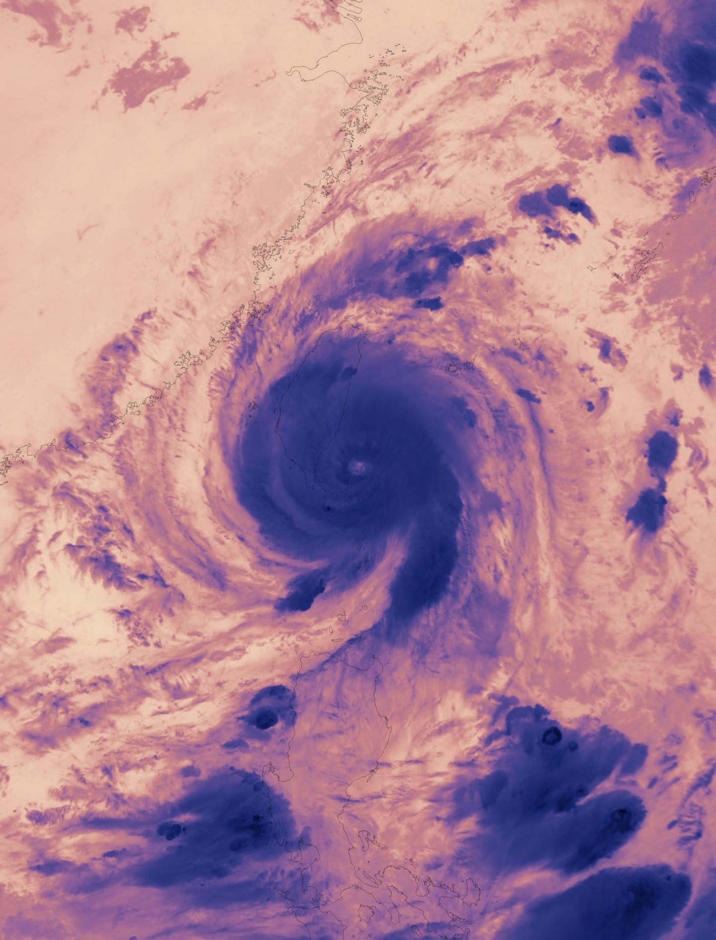 NASA looks at Typhoon Nepartak over Taiwan in visible and infrared light