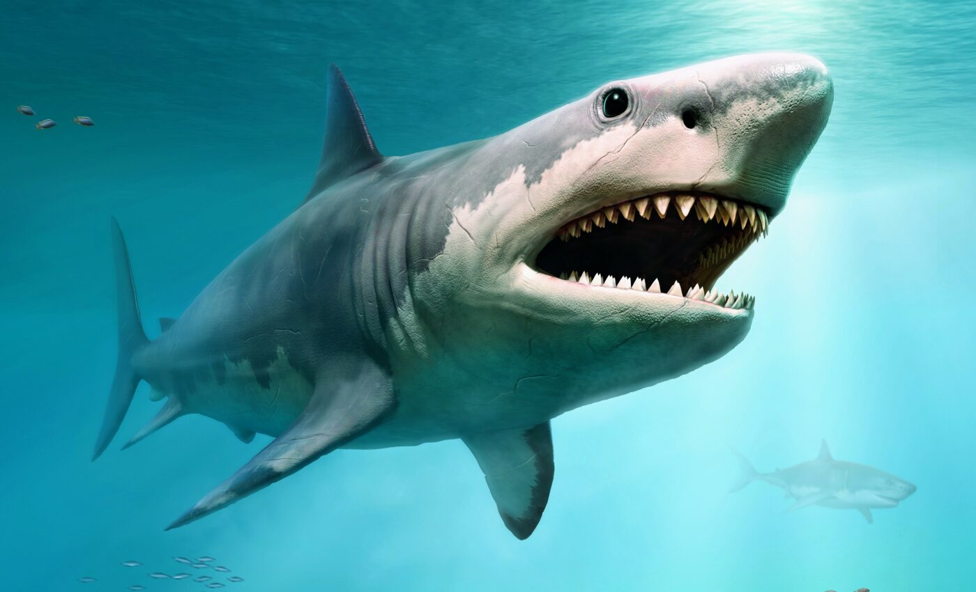 What caused a giant megalodon tooth to split?