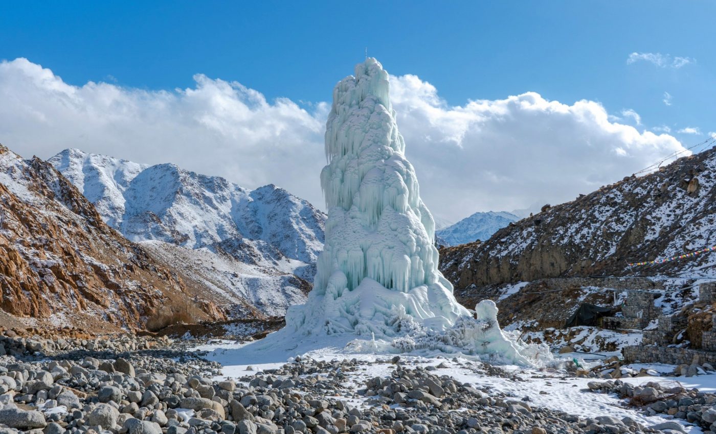 Artificial glaciers are helping farmers survive a water crisis