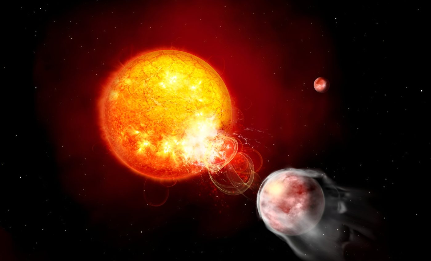 Planet that triggers stellar flares is slowly destroying itself