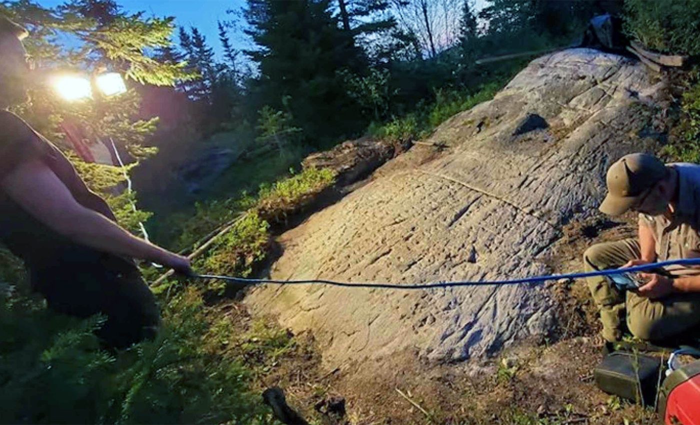 Who engraved a stone slab in the Canadian wilderness with the Swedish Lord's Prayer?