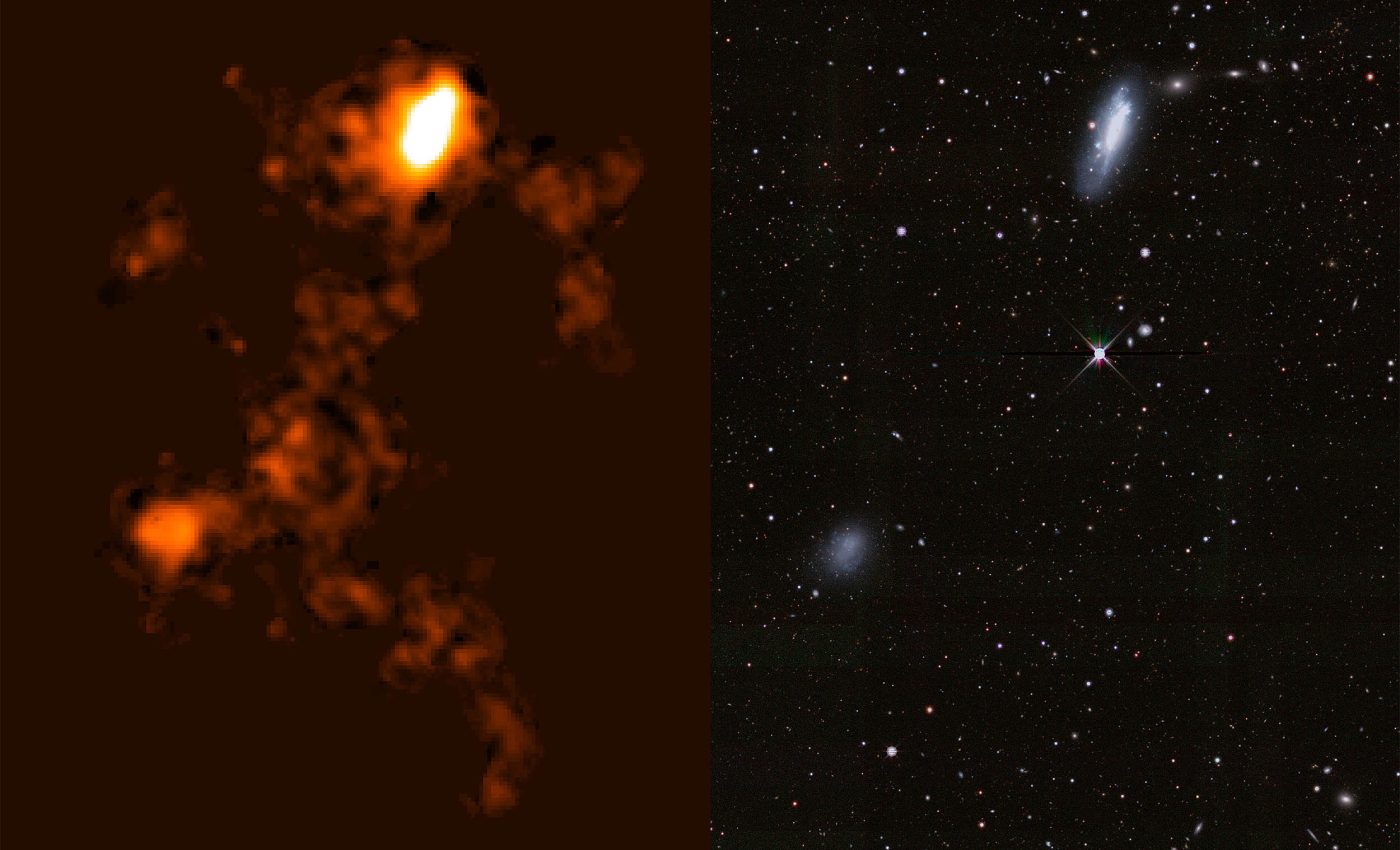 Two galaxies found to be linked by an 'astonishingly' massive gas bridge, the longest such structure ever seen